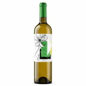 Botella de vino blanco Macabeo Valdequemao fresco y aromático