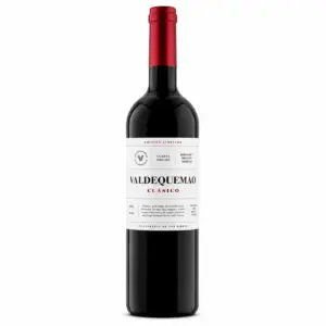 Botella de vino tinto Clásico Valdequemao edición limitada