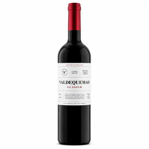 Botella de vino tinto Clásico Valdequemao edición limitada