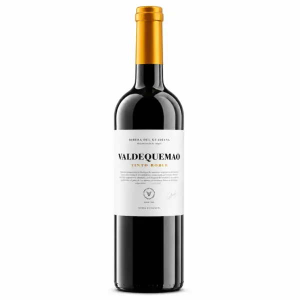 Botella de vino tinto Roble Valdequemao Ribera del Guadiana