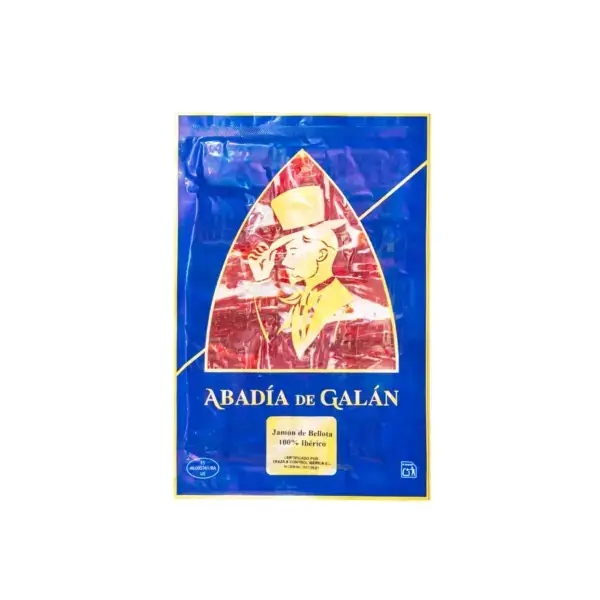 Loncheado de jamón de bellota 100% ibérico cortado a cuchillo Abadía de Galán